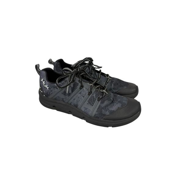 Huk Men's Outrigger Fishing Tennis Shoes With Drains Black Gray Grey Size 8 - Picture 3 of 8